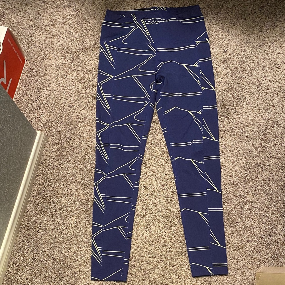 Oiselle Blue Geometric Leggings